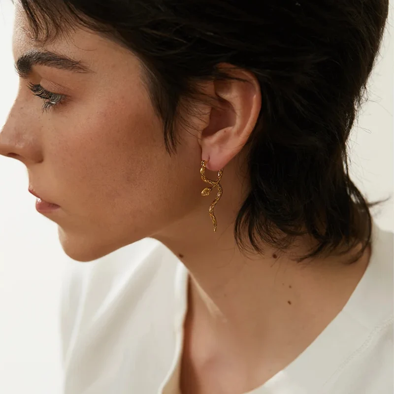 Boucles d'Oreilles Serpent Pendant