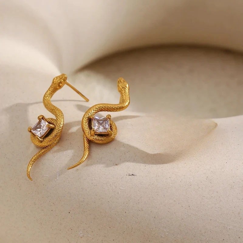 Boucles d'Oreilles Serpent Diamant