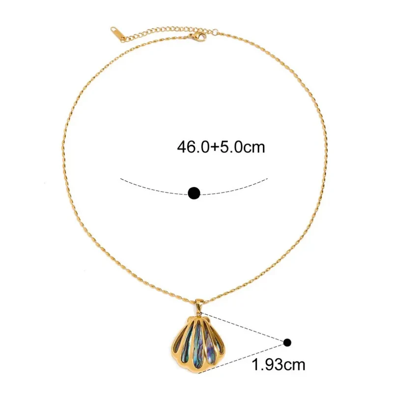 Collier Pendentif Coquillage Doré et Bleu