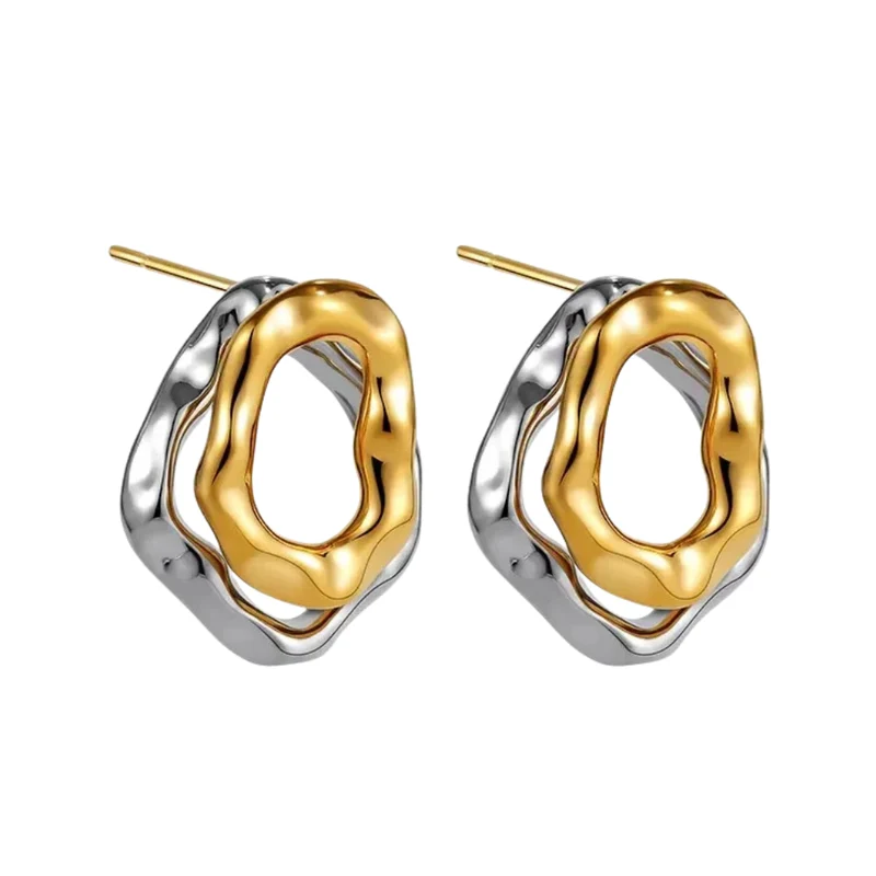 Boucles d'Oreilles Or Design Bicolore
