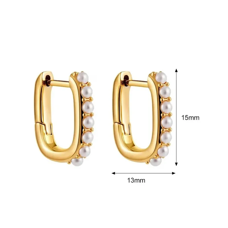 Boucles d'Oreilles Or Créoles Carrées Perles