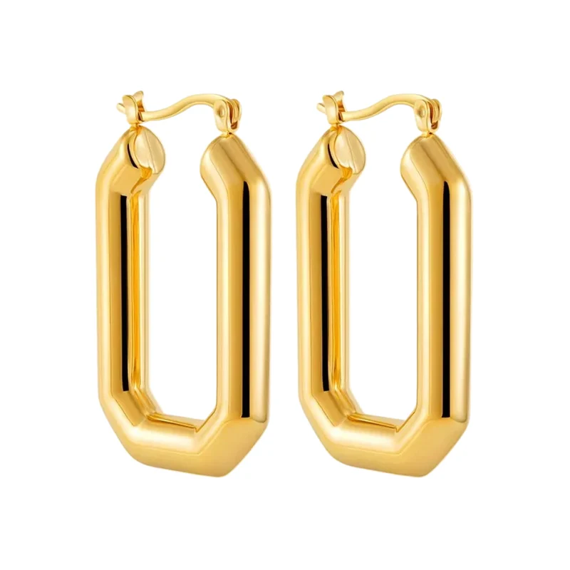 Boucles d'Oreilles Or Rectangle Design