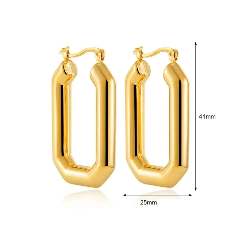 Boucles d'Oreilles Or Rectangle Design
