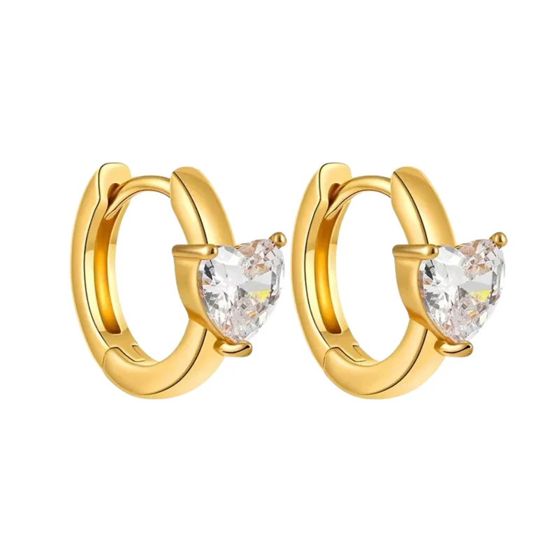 Boucles d'Oreilles Or Diamant Coeur
