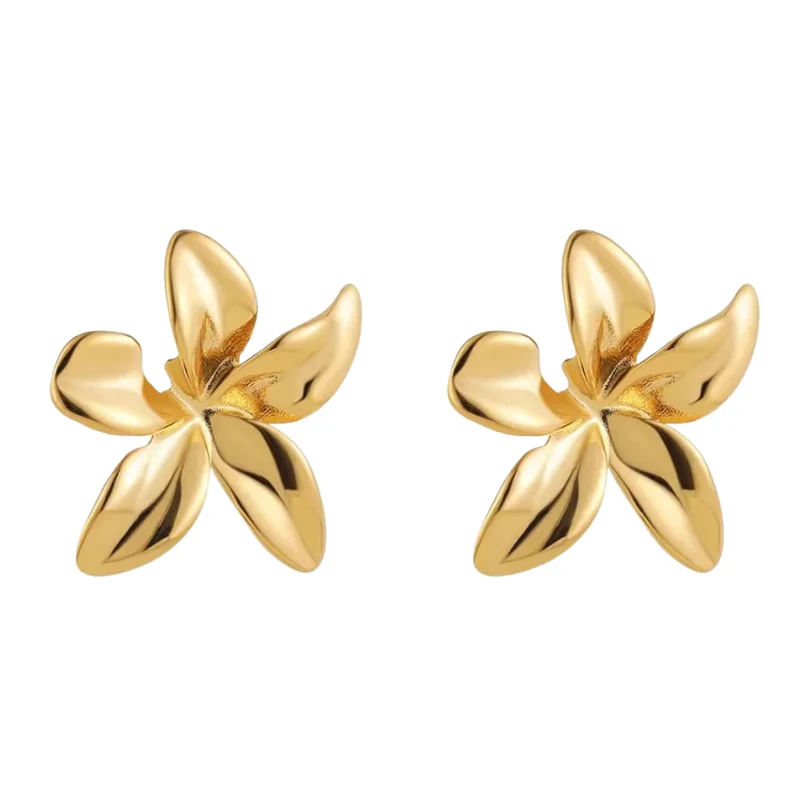 Boucles d'Oreilles Fleur Or Femme