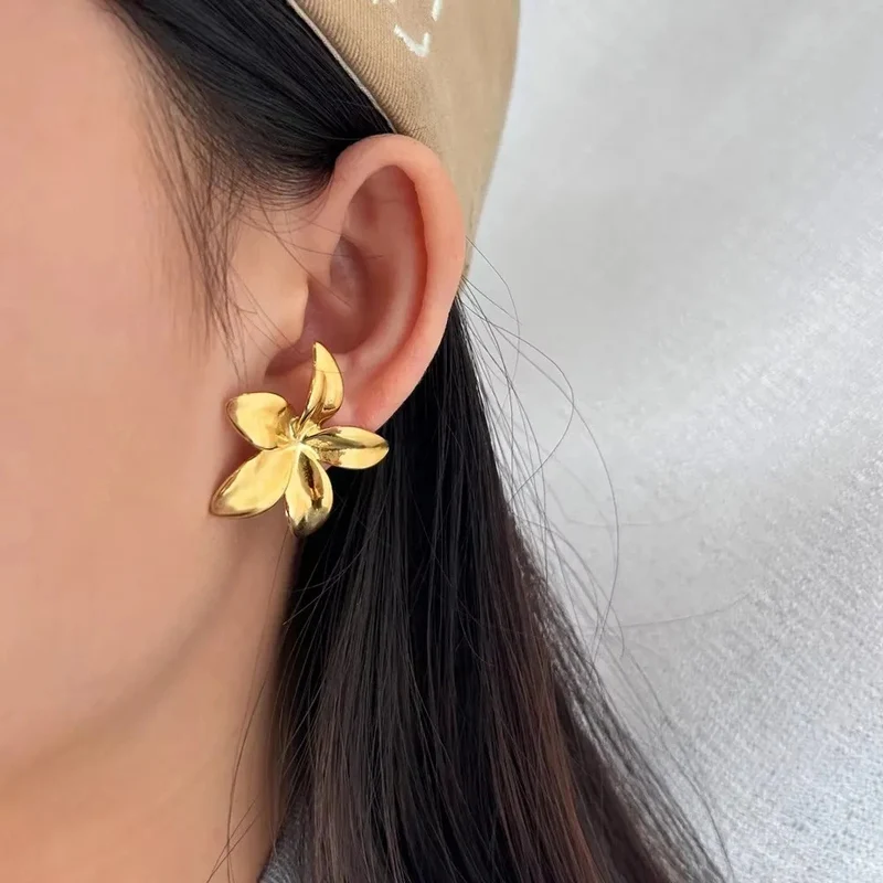Boucles d'Oreilles Fleur Or Femme
