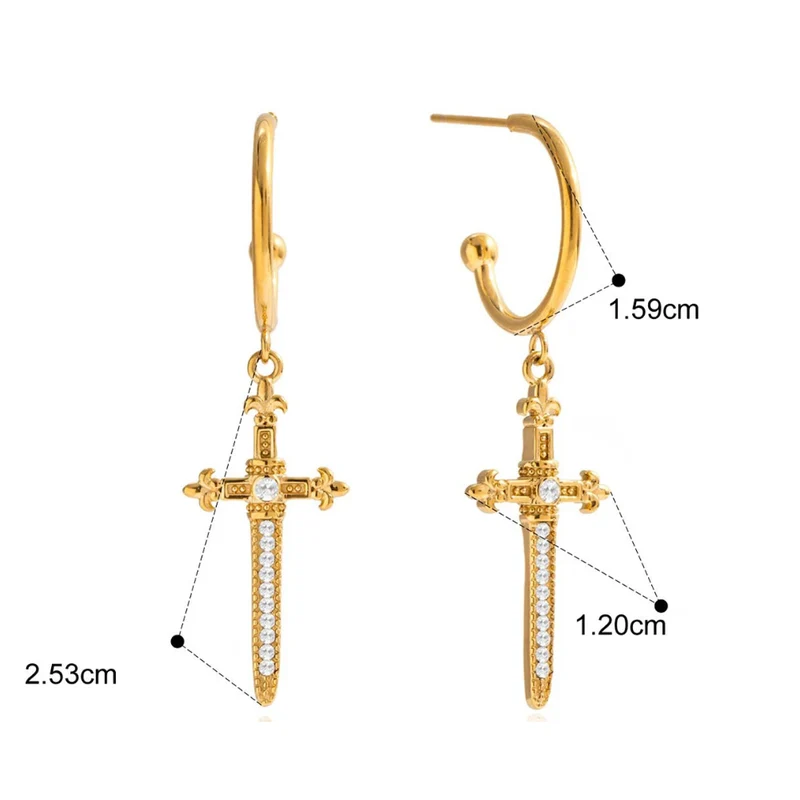 Boucles d'Oreilles Croix Strass Femme