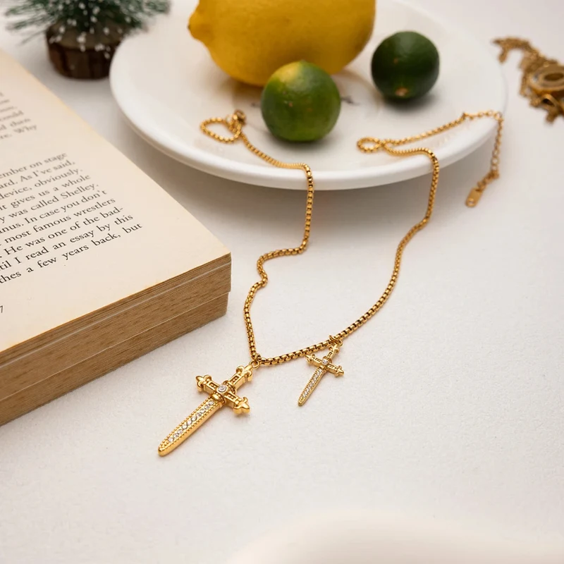Collier Double Croix Femme
