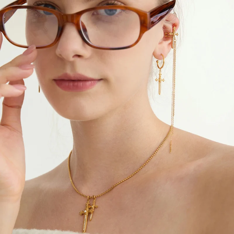 Collier Double Croix Femme