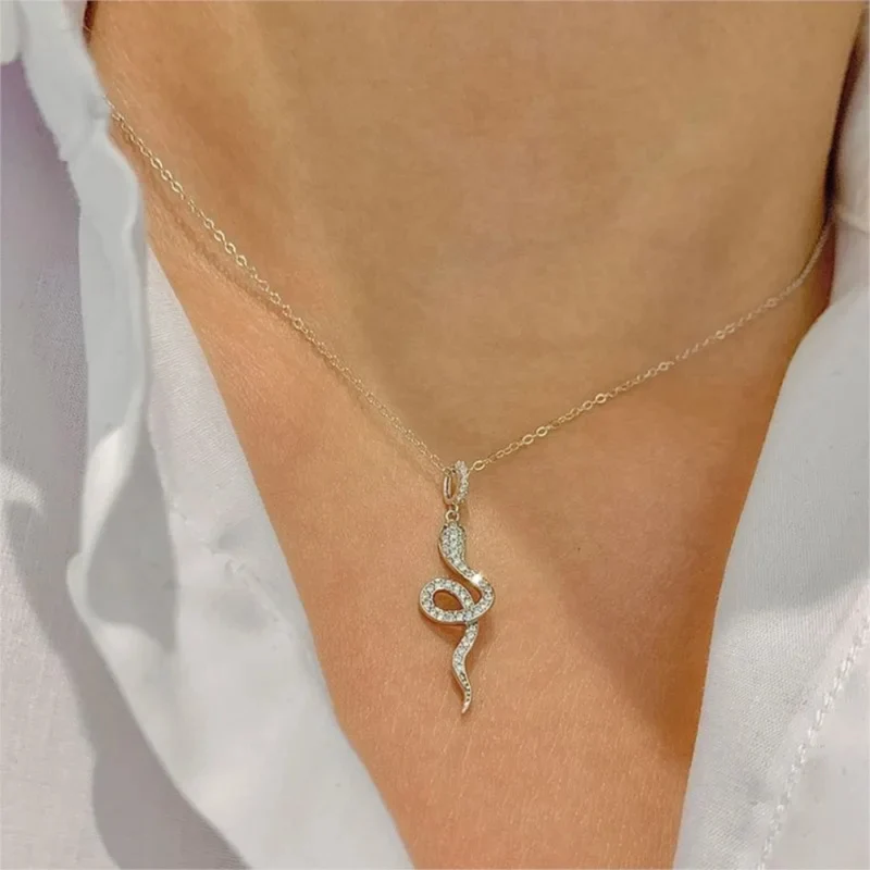 Collier Serpent Strass Argent