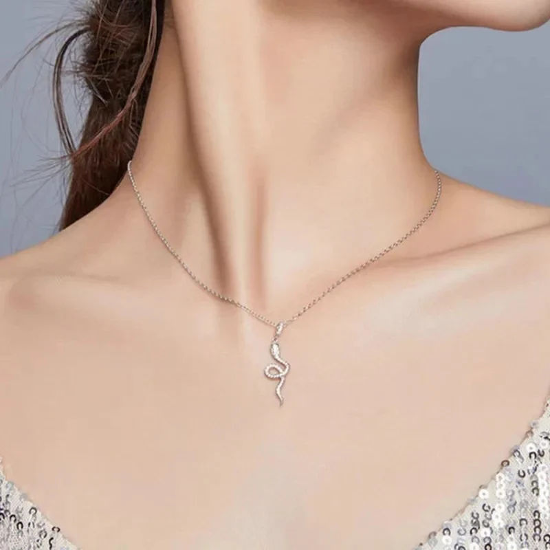 Collier Serpent Strass Argent