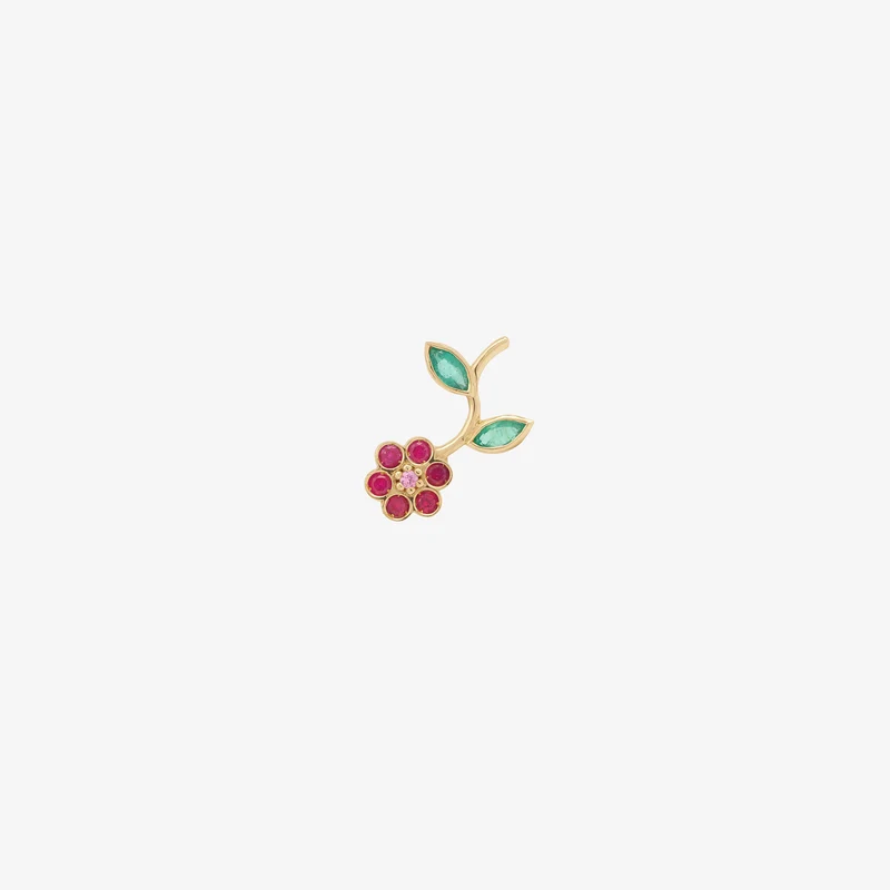 Miniflower Ear Jewel–Red (left ear)