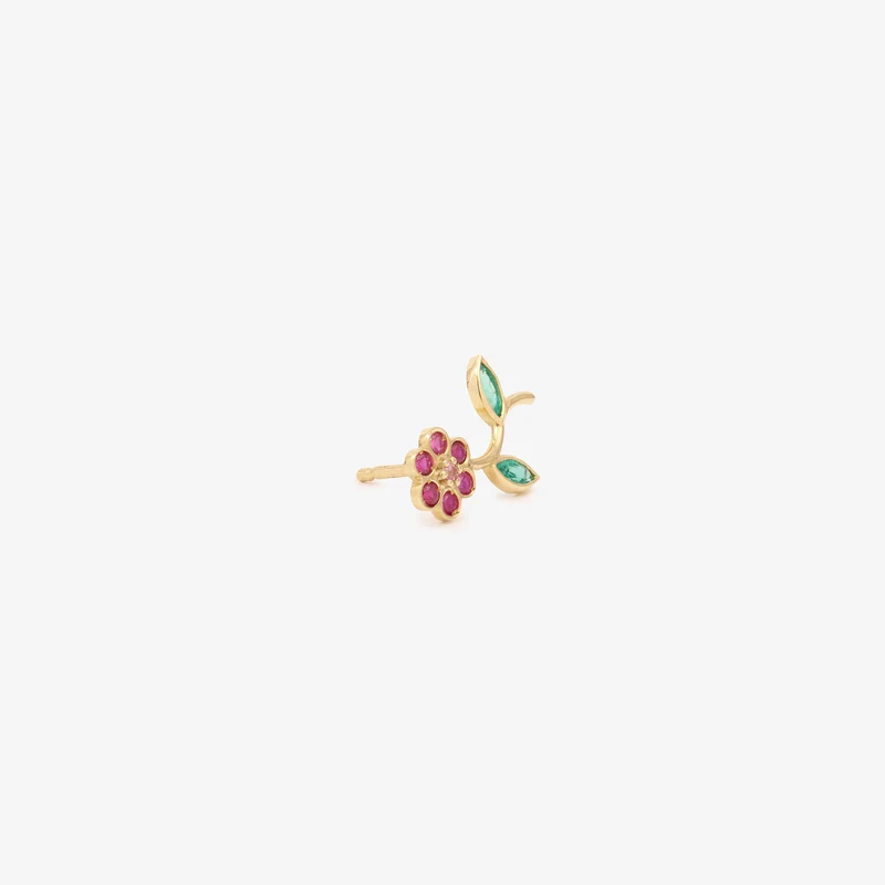 Miniflower Ear Jewel–Red (left ear)