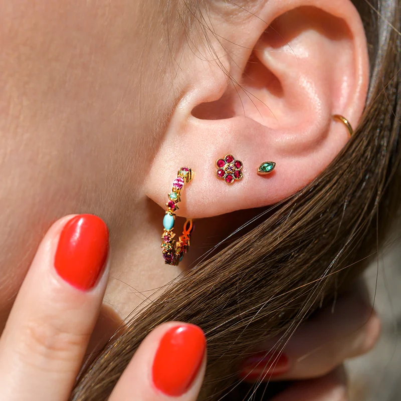 Miniflower Earrings 4–Red
