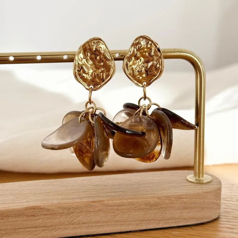 Boucles d'oreilles "Selena" marron acier