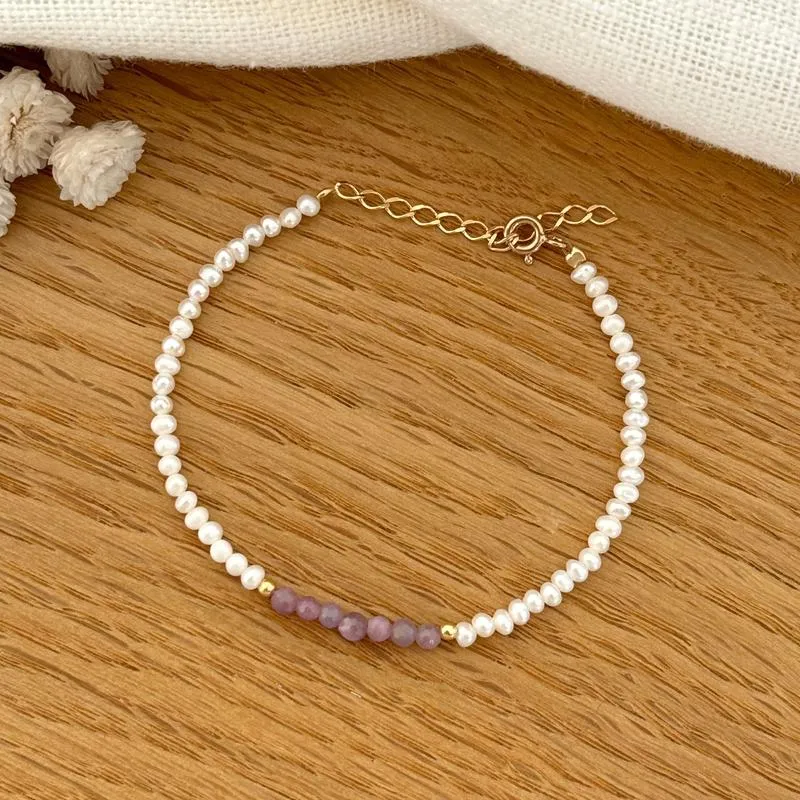 Bracelet "Emilda" quartz rose plaqué or