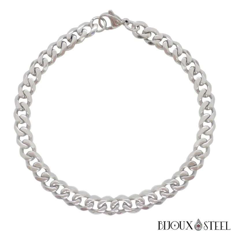 Bracelet maille cubaine en acier inoxydable