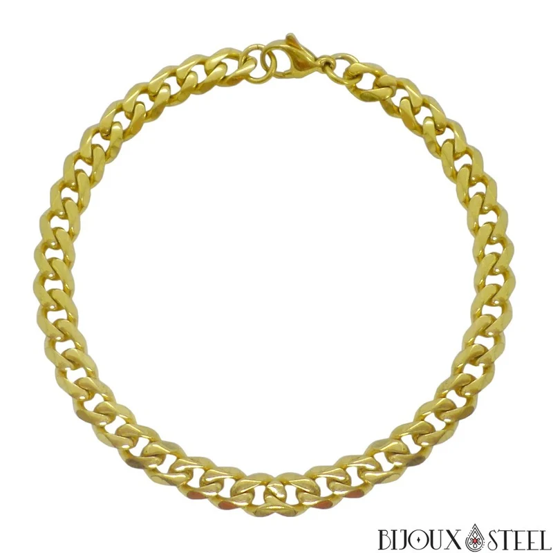 Bracelet maille cubaine en acier inoxydable