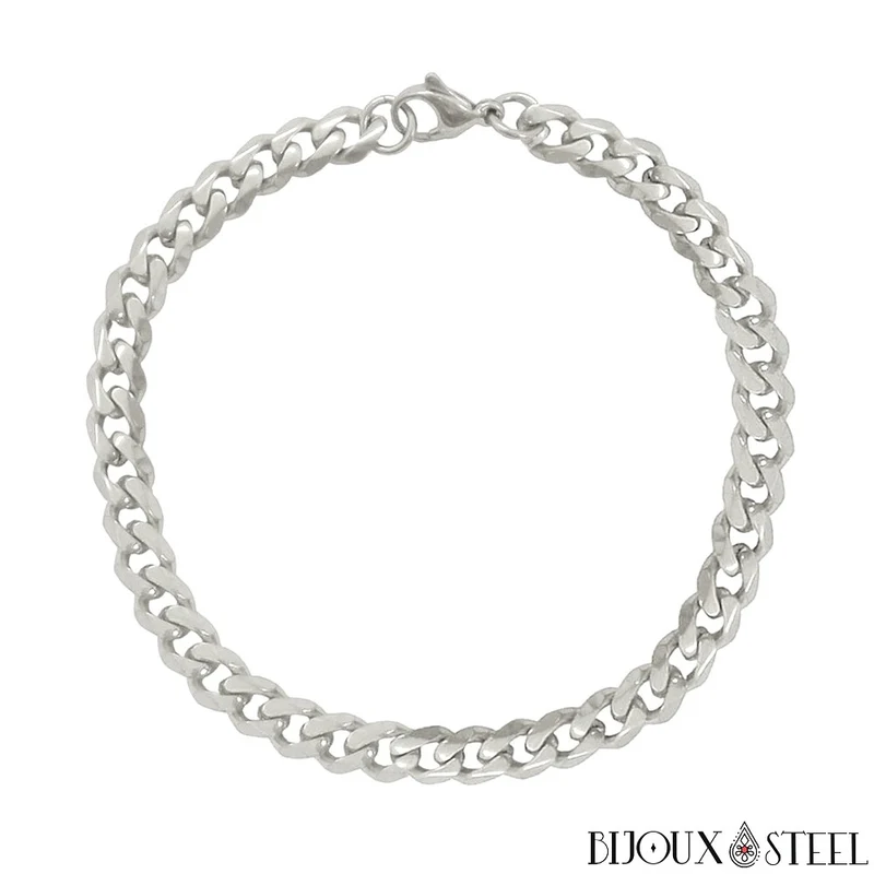 Bracelet maille cubaine en acier inoxydable