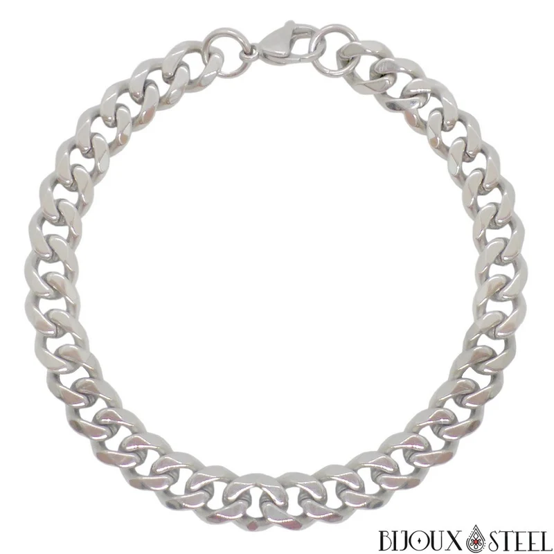 Bracelet maille cubaine en acier inoxydable