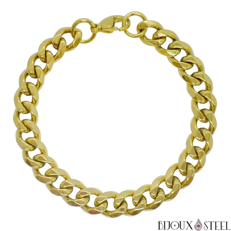 Bracelet maille cubaine en acier inoxydable