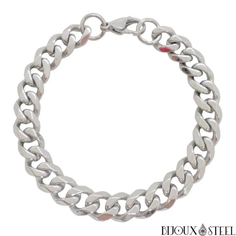 Bracelet maille cubaine en acier inoxydable