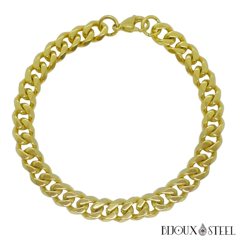 Bracelet maille cubaine en acier inoxydable
