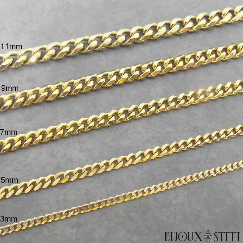 Bracelet maille cubaine en acier inoxydable