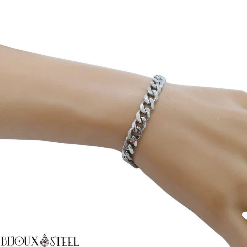 Bracelet maille cubaine en acier inoxydable