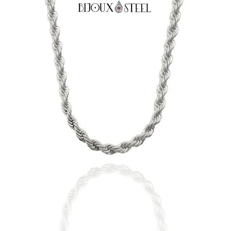 Collier chaine torsadée en acier inoxydable