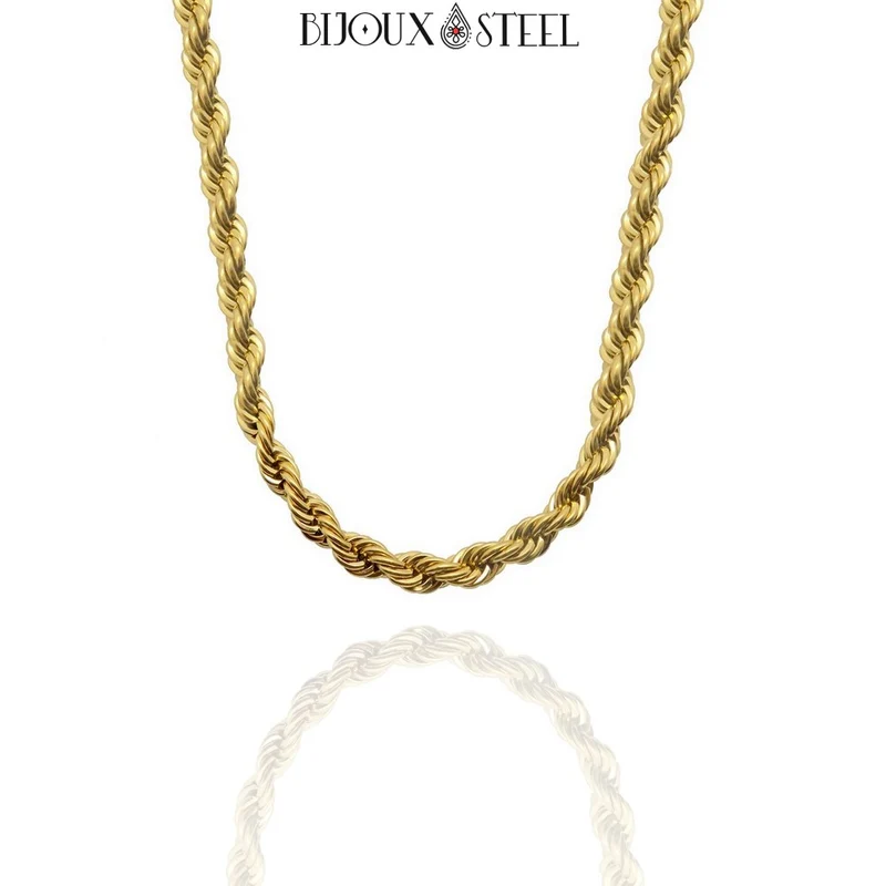 Collier chaine torsadée en acier inoxydable