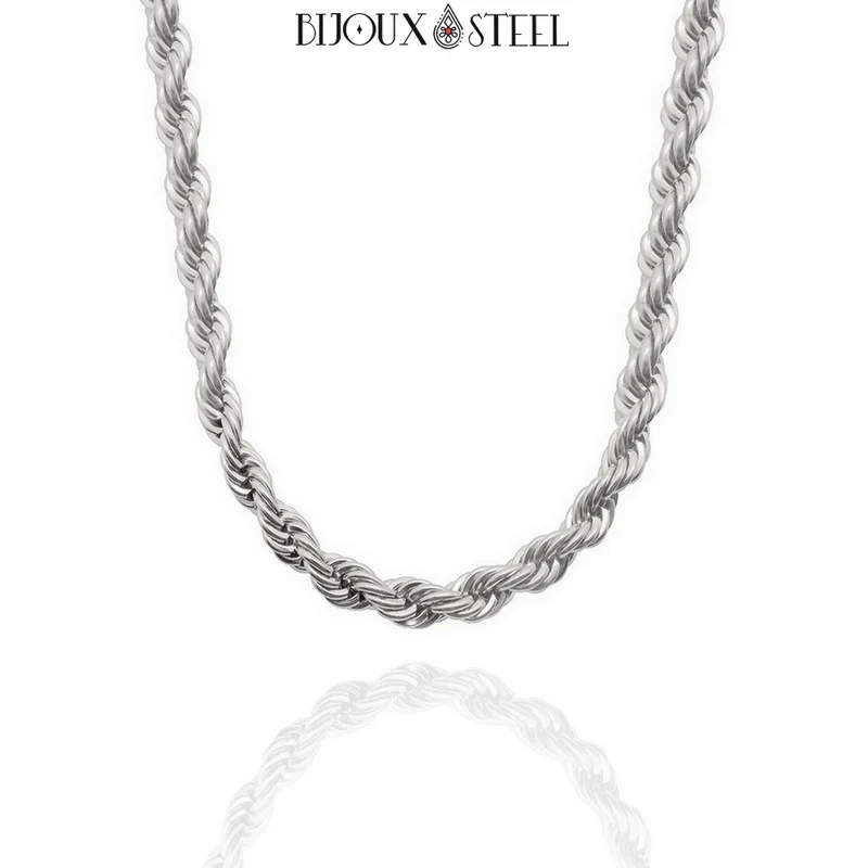Collier chaine torsadée en acier inoxydable
