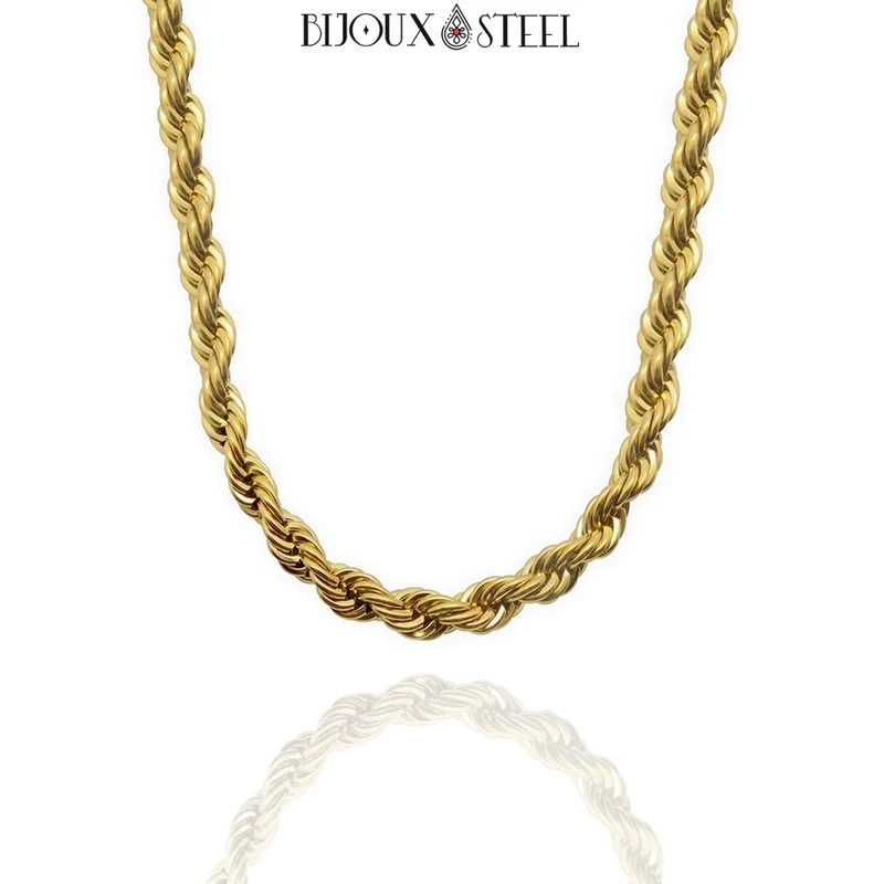 Collier chaine torsadée en acier inoxydable