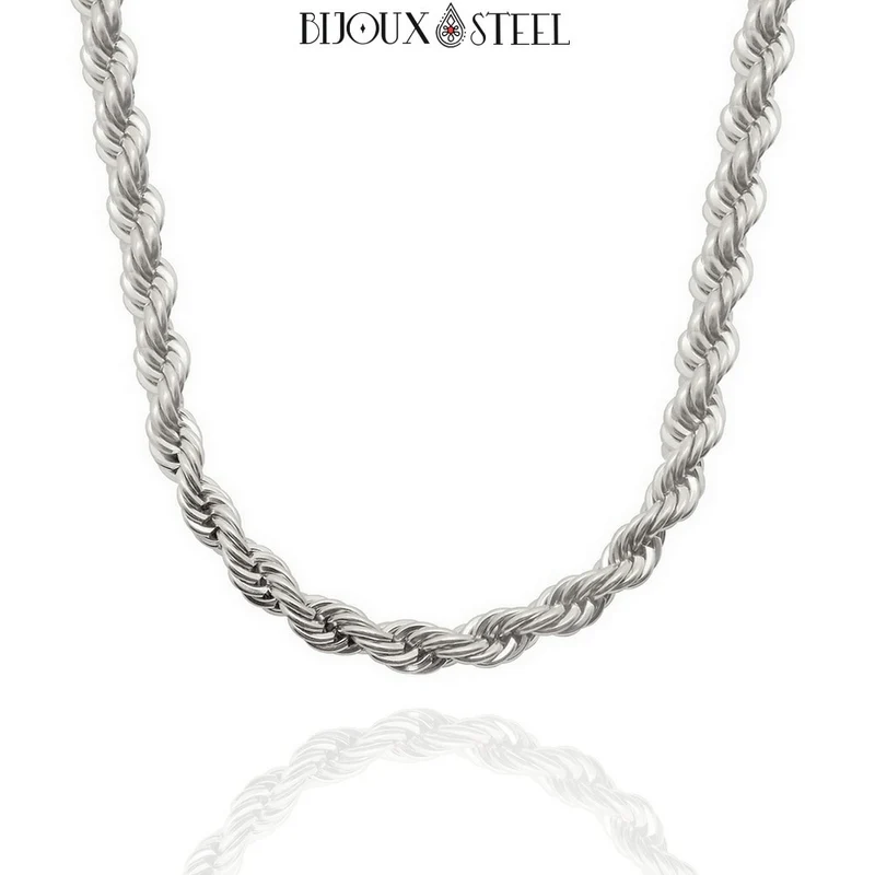 Collier chaine torsadée en acier inoxydable