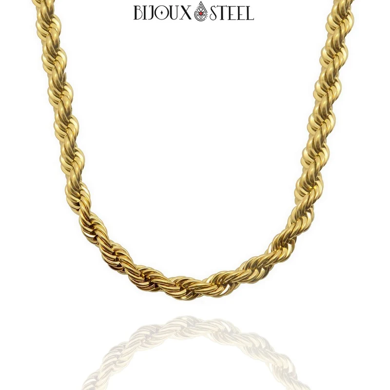 Collier chaine torsadée en acier inoxydable