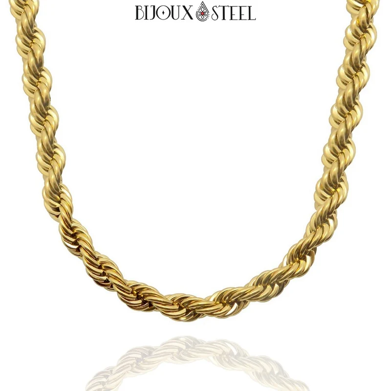 Collier chaine torsadée en acier inoxydable