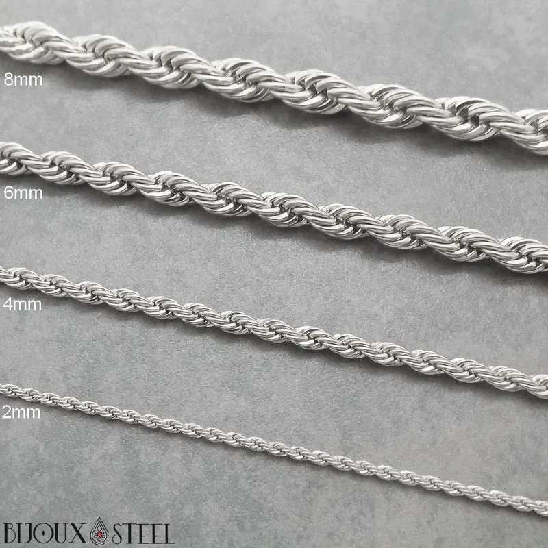 Collier chaine torsadée en acier inoxydable