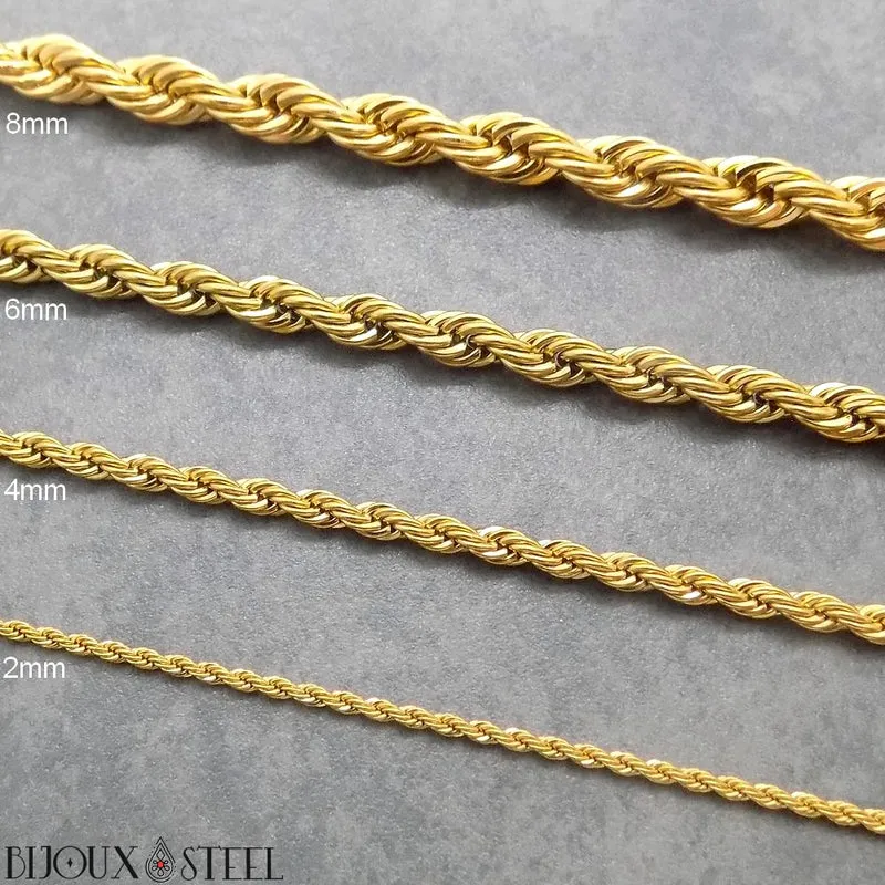 Collier chaine torsadée en acier inoxydable