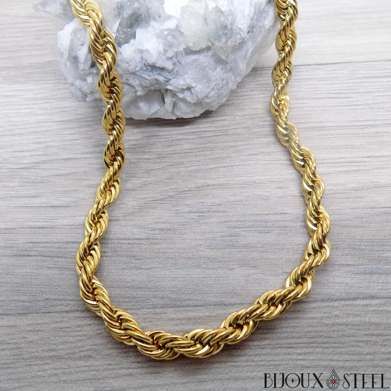 Collier chaine torsadée en acier inoxydable