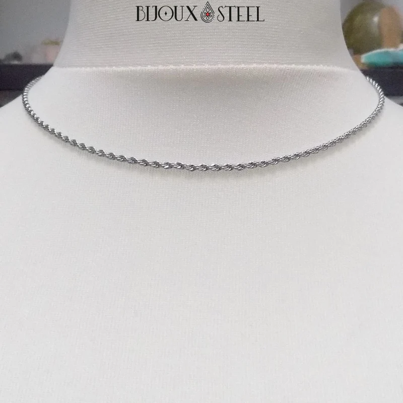 Collier chaine torsadée en acier inoxydable