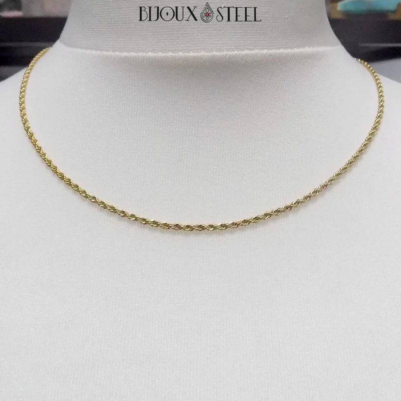 Collier chaine torsadée en acier inoxydable