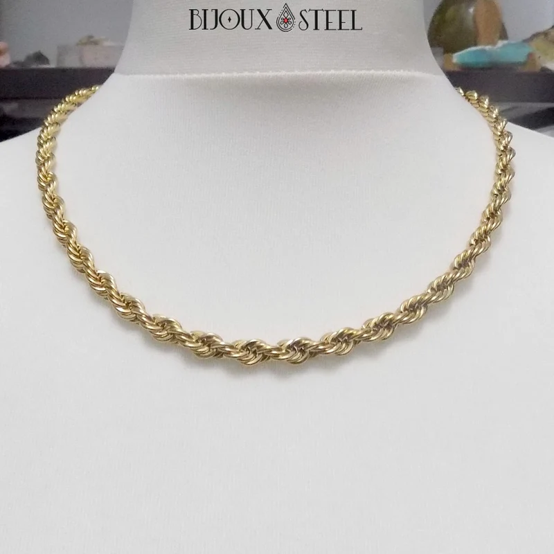 Collier chaine torsadée en acier inoxydable