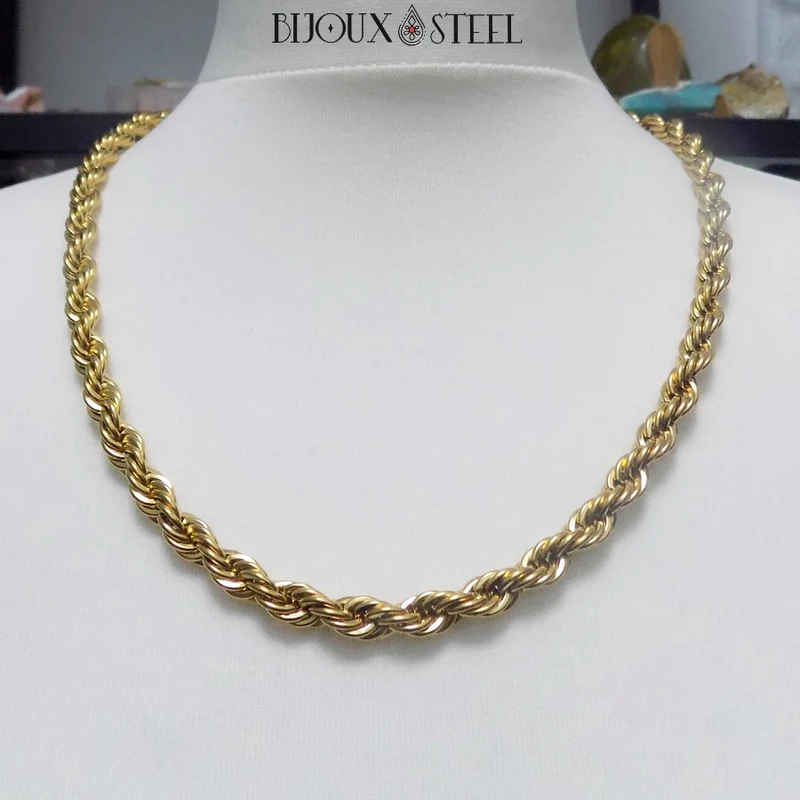 Collier chaine torsadée en acier inoxydable