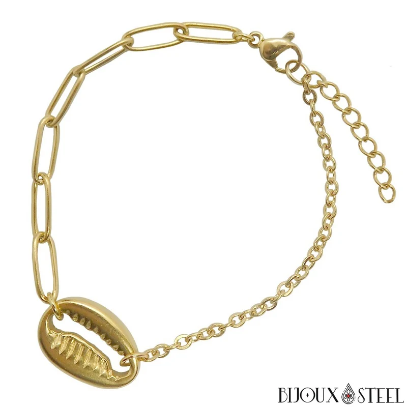Bracelet cauri en acier inoxydable