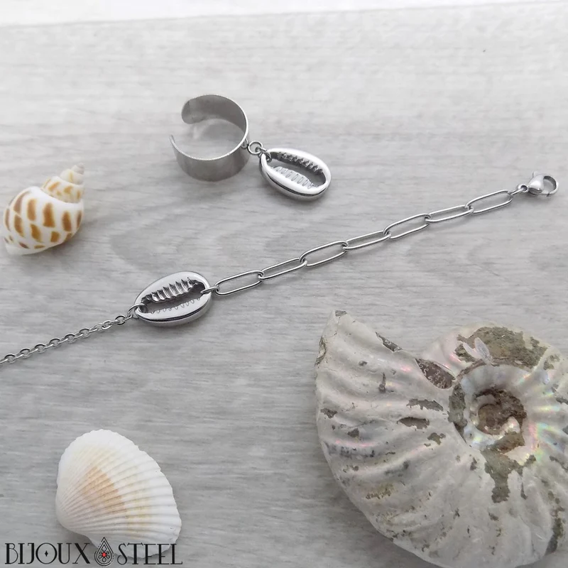Bracelet cauri en acier inoxydable