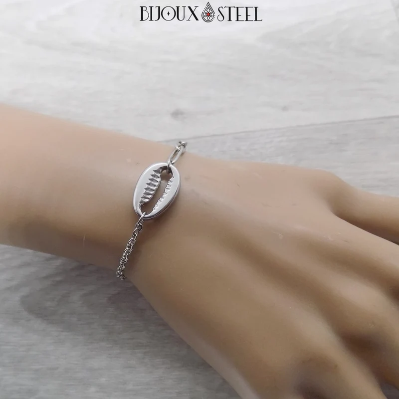 Bracelet cauri en acier inoxydable