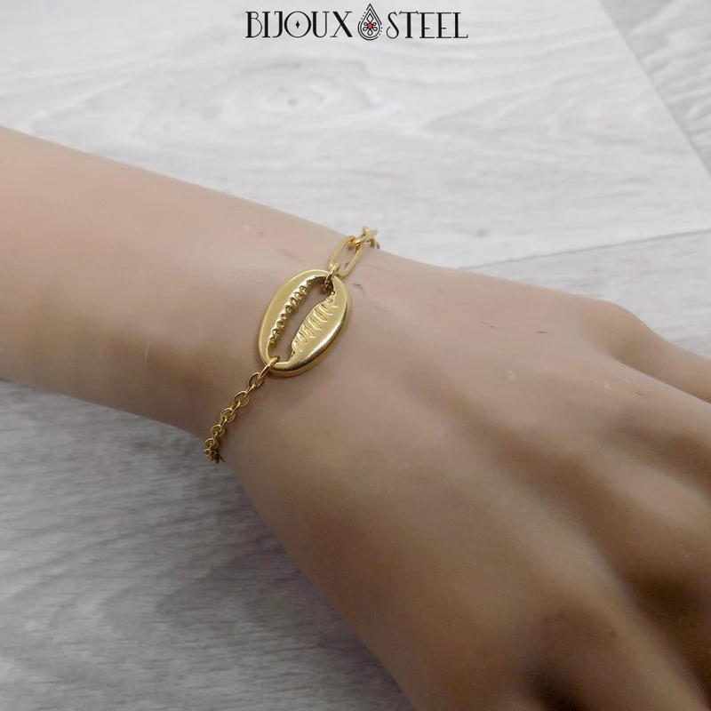 Bracelet cauri en acier inoxydable