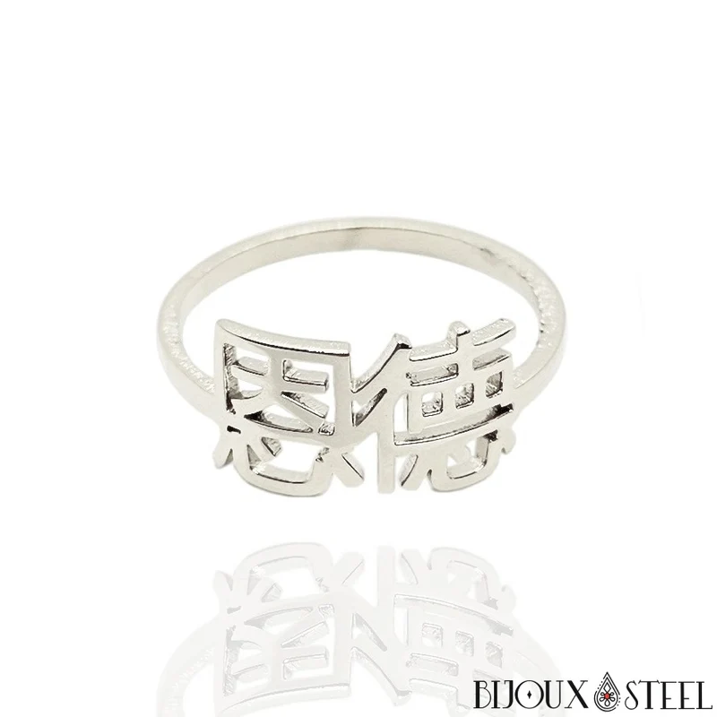 Bague personnalisée à prénom chinois en acier inoxydable