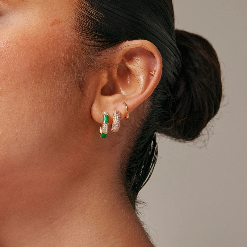ENAMEL Copenhagen Boucles d'oreilles Plaqué or 18 carats E300G-GGCZ