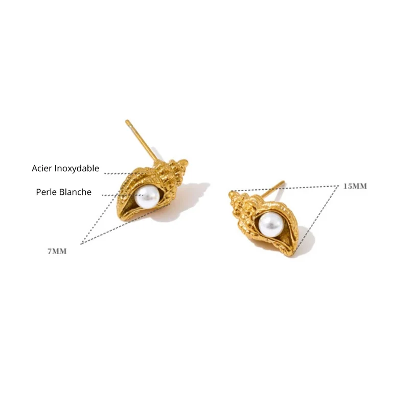 Boucles d'Oreilles Coquillage Perle Blanche